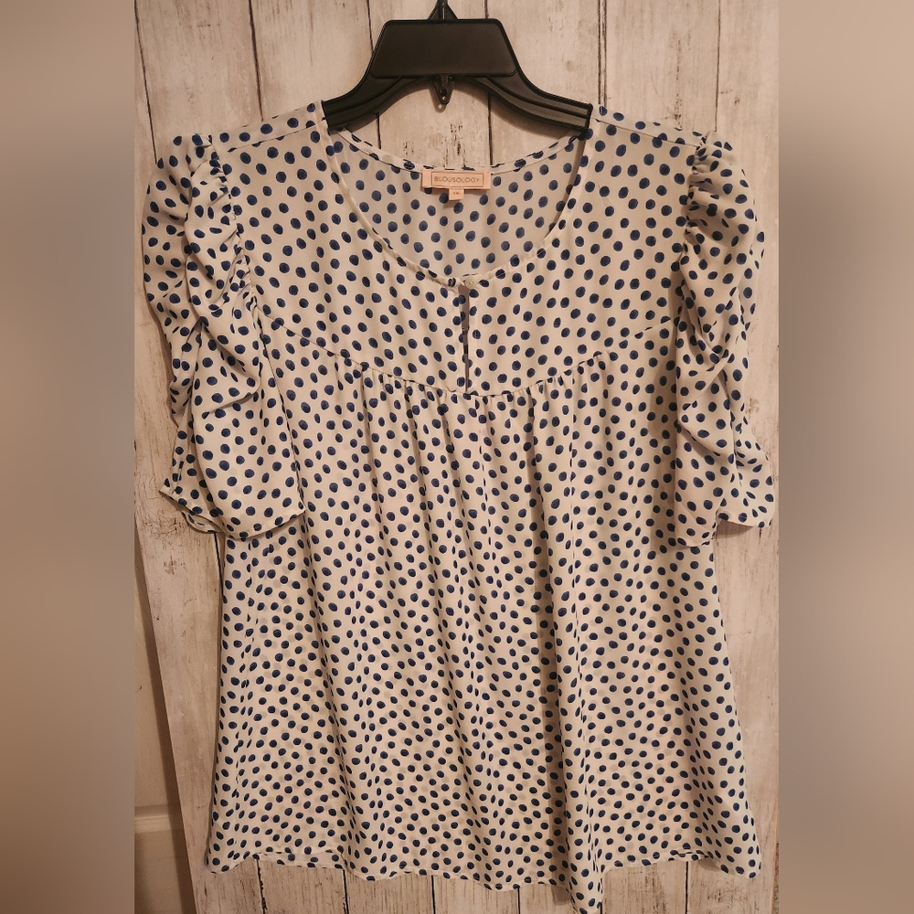 Polka Dot Blouse with Ruffled Sleeves